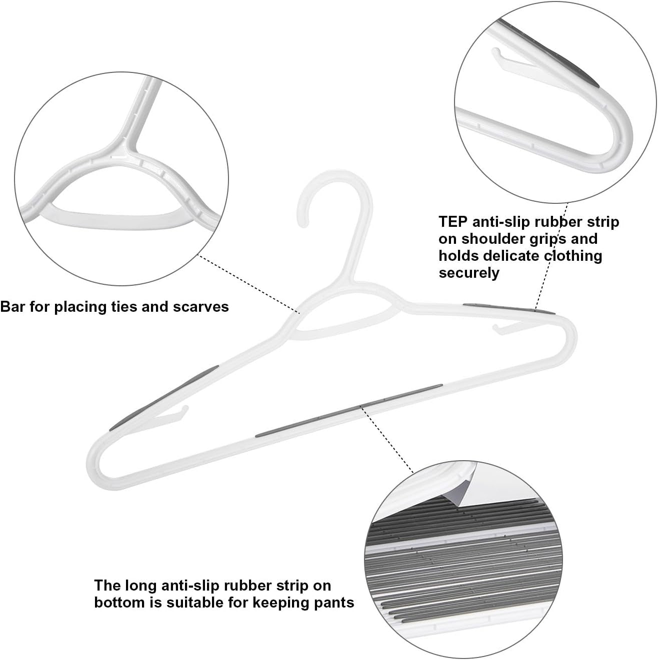 30 Pack Bendable Plastic Hangers Light-Weight Non-Slip Clothes/Suit Hangers (Grey)