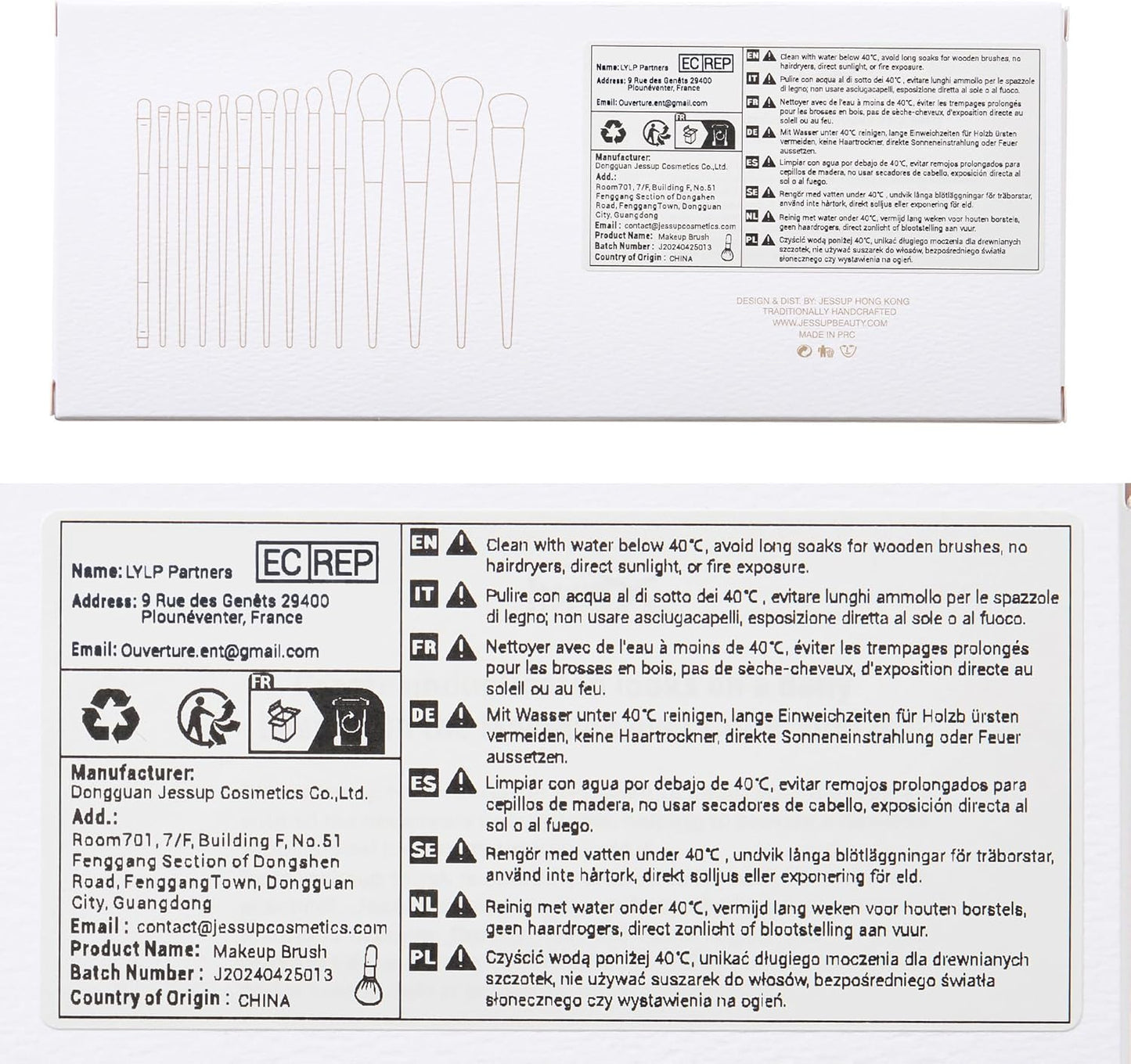 Makeup Brushes 14Pcs Makeup Brush Set Premium Synthetic Powder Foundation Contour Blush Concealer Eye Shadow Blending Liner Make up Brush Kit Light Grey T329