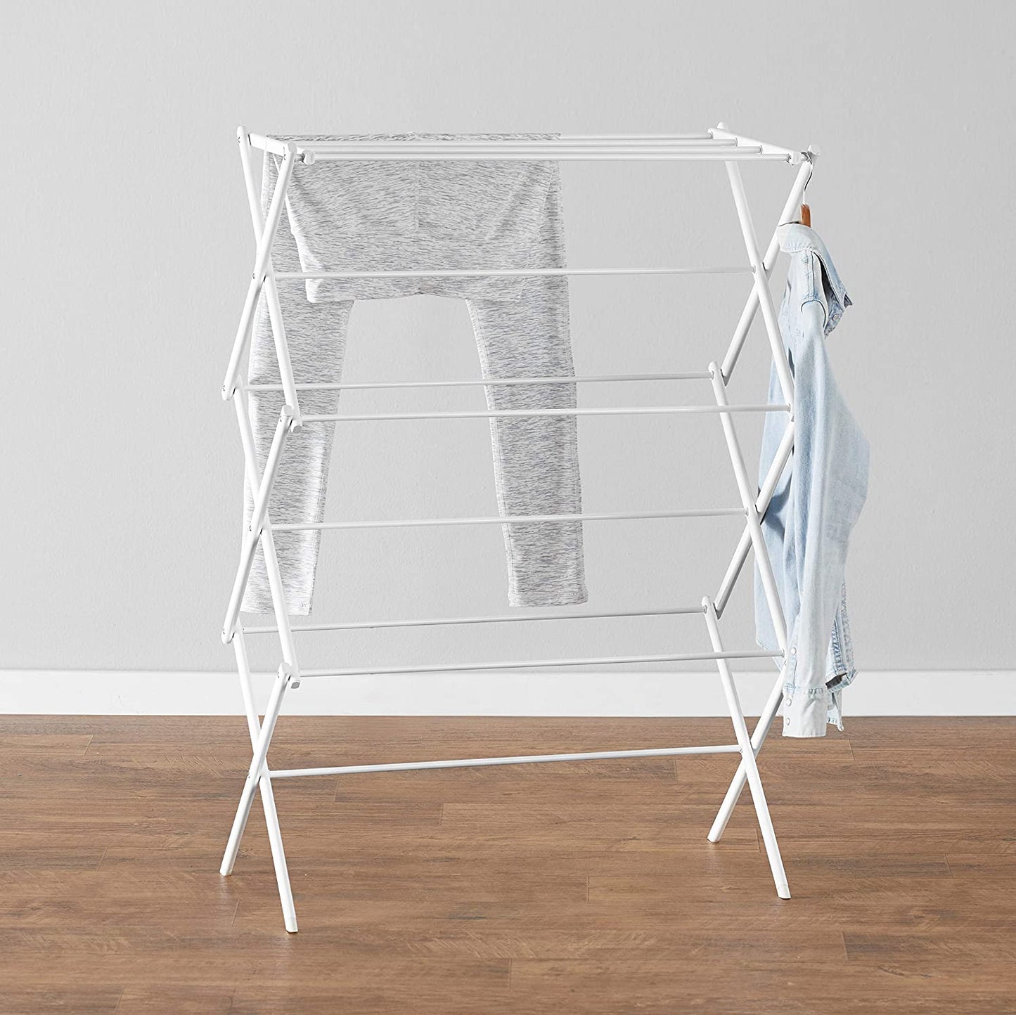 Foldable Portable Laundry Drying Rack for Air Drying Clothing, Indoor Outdoor Use - 29.4 X 14.8 X 41.9 Inches (Lxwxh), White