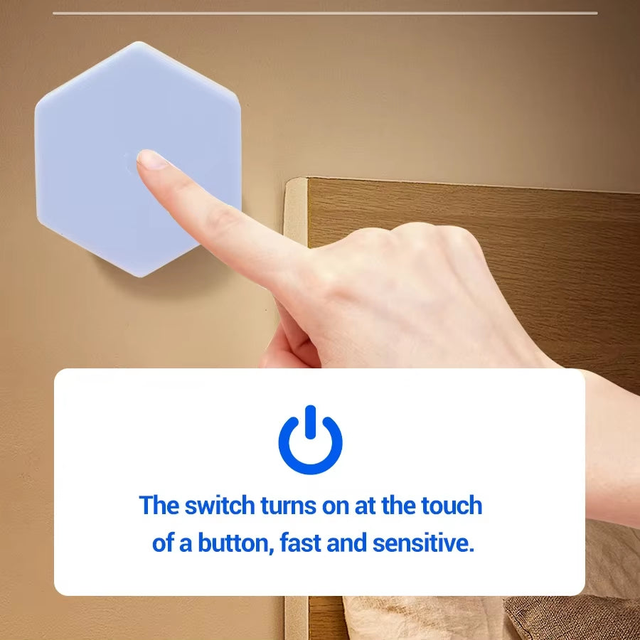 3/6Pcs Touch Control Hexagonal LED Wall Light,Honeycomb Lights, Touch Sensitive Wall Lights, Night Lights, Honeycomb Lights