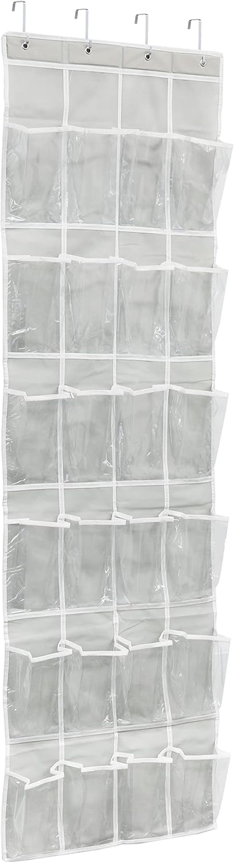 Simplehouseware Crystal Clear over the Door Hanging Shoe Organizer, 24 Pockets, Grey (162.6 Cm H X 48.6 Cm W)