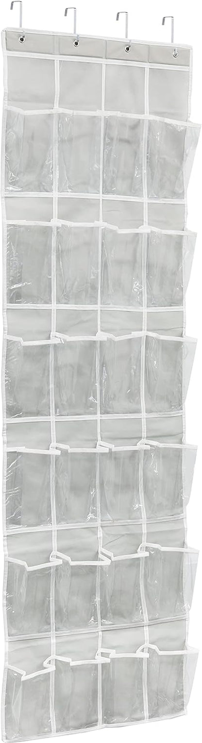 Simplehouseware Crystal Clear over the Door Hanging Shoe Organizer, 24 Pockets, Grey (162.6 Cm H X 48.6 Cm W)