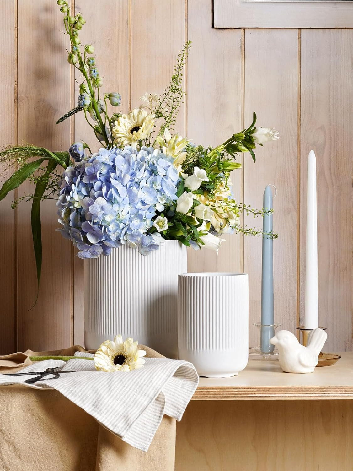 Utensil Holder, Set of 2, 7.3"+5.4" Ceramic Kitchen Utensil Holder for Counter, Large Cooking Utensil Crocks for Kitchen Decor, Morden Utensil Organizer for Spatula, White