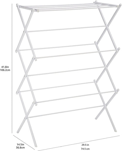Foldable Portable Laundry Drying Rack for Air Drying Clothing, Indoor Outdoor Use - 29.4 X 14.8 X 41.9 Inches (Lxwxh), White