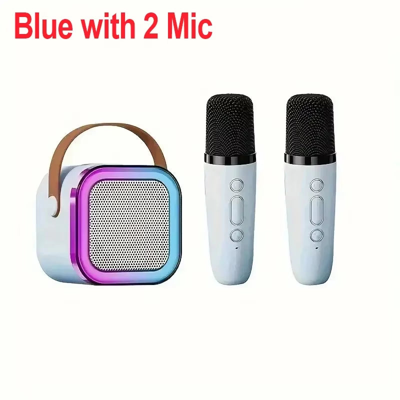 Portable Bluetooth 5.3 Speaker Karaoke Machine PA System with 2 Wireless Microphones Home Family Singing Children'S Gifts