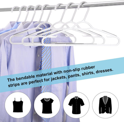 30 Pack Bendable Plastic Hangers Light-Weight Non-Slip Clothes/Suit Hangers (Grey)