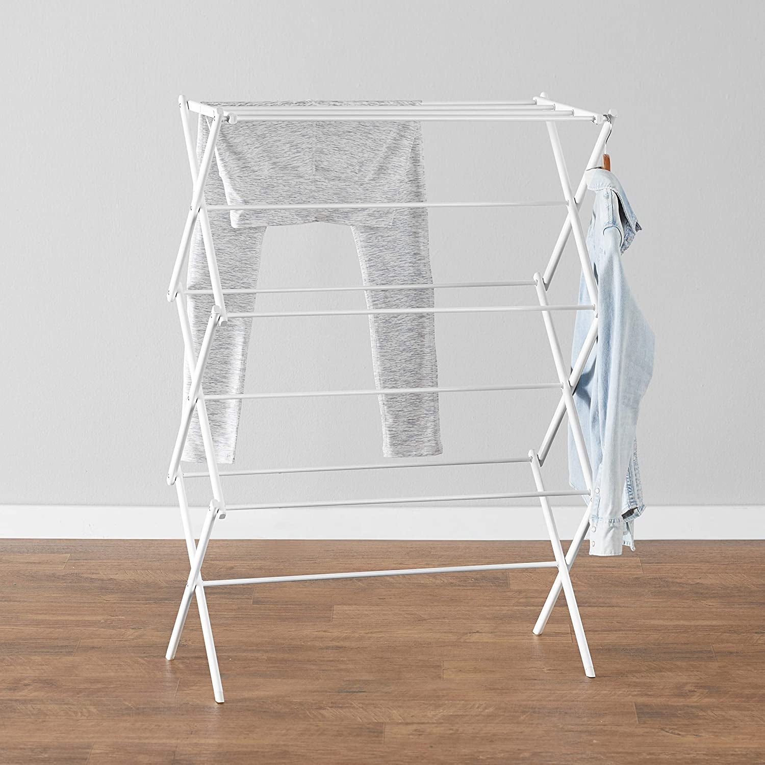 Foldable Portable Laundry Drying Rack for Air Drying Clothing, Indoor Outdoor Use - 29.4 X 14.8 X 41.9 Inches (Lxwxh), White