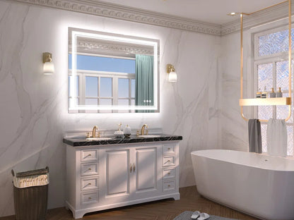 Chrisna LED Bathroom Mirror with Frontlit and Backlit, 3 Colours Temperature & Dimmable Light Anti-Fog Tempered Glass Bathroom Vanity Mirror