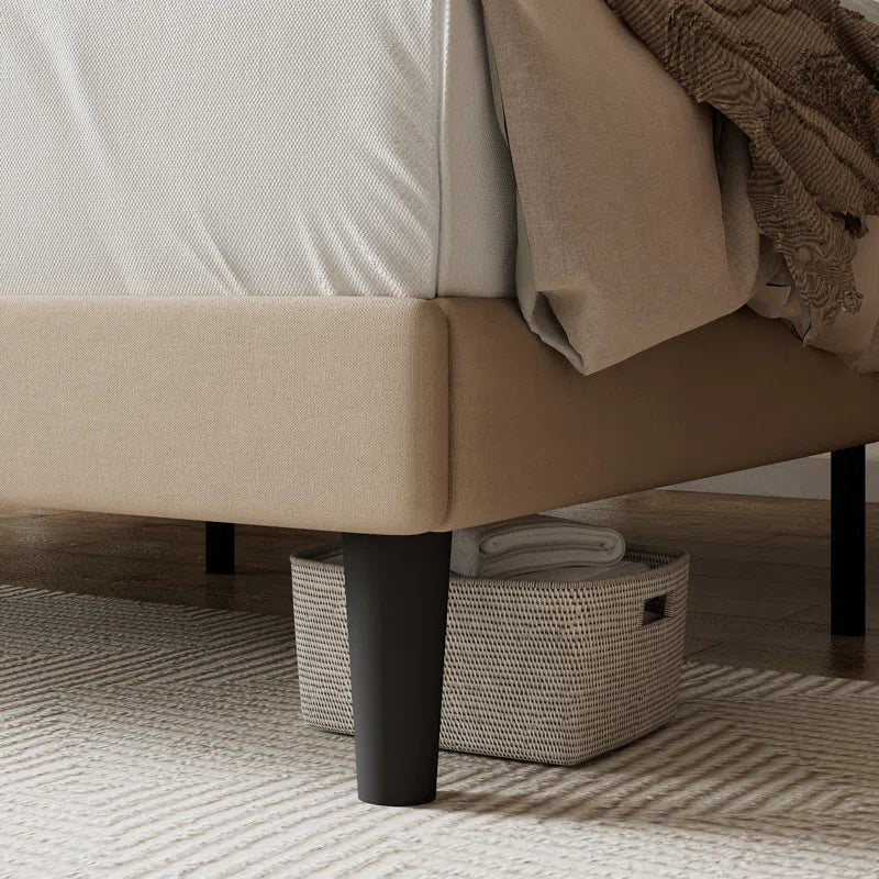 Hegg Linen Tufted Upholstered Platform Bed with Wood Slats Headboard Included